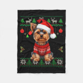 Yorkie Dog Christmas Wearing Ugly Christmas Sweate Fleecedecke (Vorderseite)