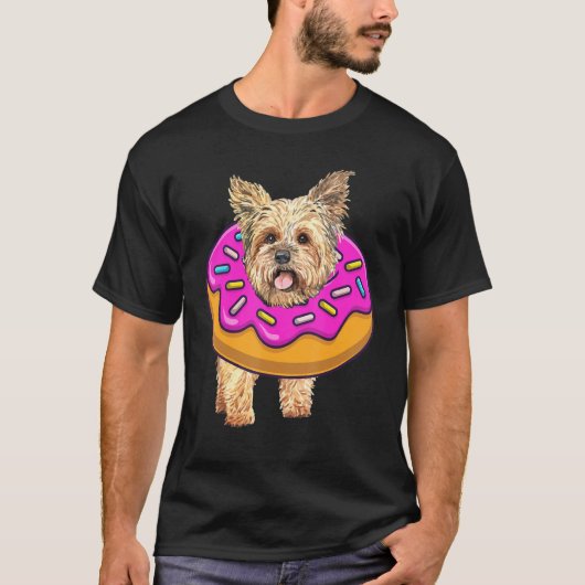 Yorkie Dog Donut Doughnut Bakers Birthday Girls T-Shirt (Vorderseite)