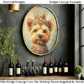 Yorkie Dog, Gold Crown & Jewel Collar EA5 Decoupag Seidenpapier