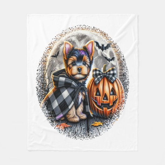 Yorkie Dog Halloween Fleecedecke (Vorderseite)