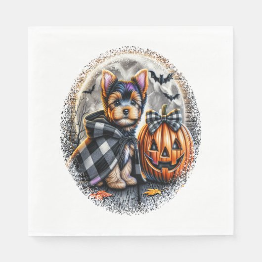 Yorkie Dog Halloween Serviette (Vorderseite)