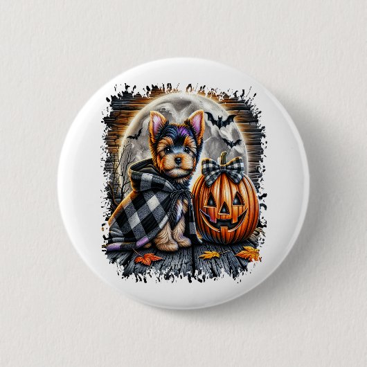 Yorkie Dog Halloween Square Button (Vorderseite)