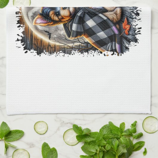 Yorkie Dog Halloween Square Geschirrtuch (Gefaltet)