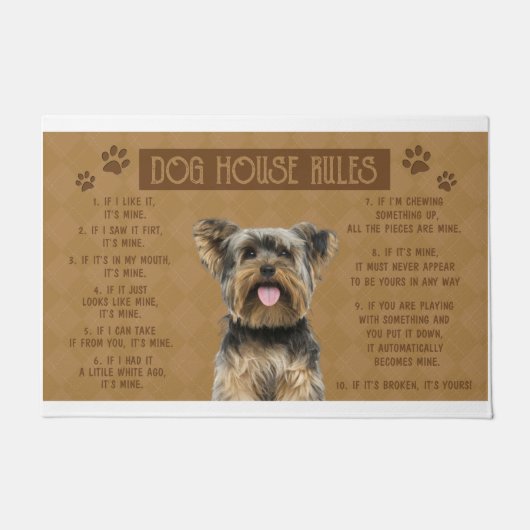 Yorkie Dog House Rules, wenn es kaputt ist, dann i Fußmatte (Vorderseite)