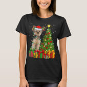 Yorkie Dog Lighting Xmas Tree Weihnachtsmannmütze  T-Shirt (Vorderseite)
