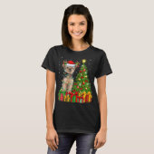 Yorkie Dog Lighting Xmas Tree Weihnachtsmannmütze T-Shirt (Vorne ganz)