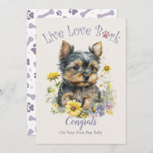 Yorkie Dog Mama Floral Adoption Karte