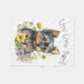 Yorkie Dog Mama Floral Fleecedecke (Vorderseite (Horizontal))