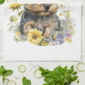 Yorkie Dog Mama Floral Geschirrtuch (Gefaltet)