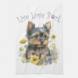 Yorkie Dog Mama Floral Geschirrtuch