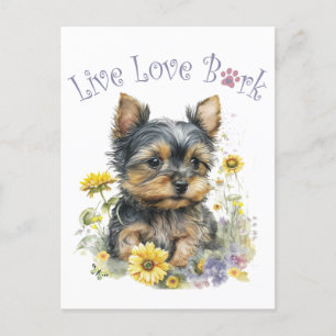 Yorkie Dog Mama Floral Postkarte