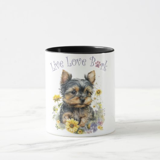 Yorkie Dog Mama Floral Tasse (Zentrum)