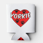 Yorkie Dog Paw Prints und Rotes Herz Dosenkühler (Rückseite)