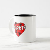 Yorkie Dog Paw Prints und Rotes Herz Zweifarbige Tasse (Vorderseite Links)