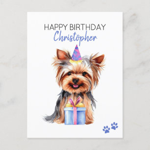 Yorkie Dog Personalisiert Happy Birthday Postkarte