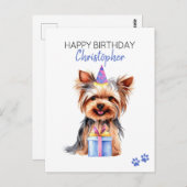 Yorkie Dog Personalisiert Happy Birthday Postkarte (Vorne/Hinten)