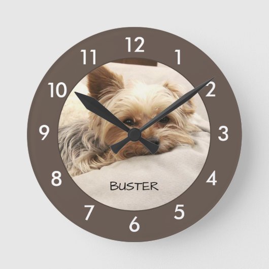Yorkie Dog Personalized Round Clock Runde Wanduhr (Vorderseite)