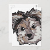 Yorkie Dog Pup Face Sketch Postkarte (Vorne/Hinten)