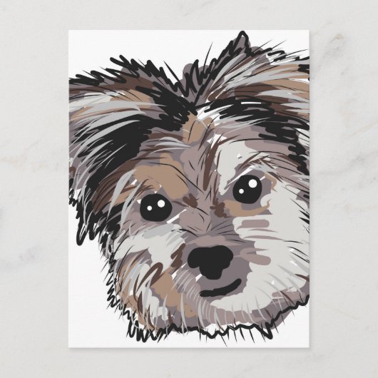 Yorkie Dog Pup Face Sketch Postkarte (Vorderseite)