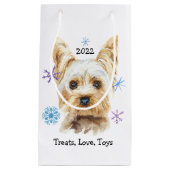 Yorkie Dog Snowflakes Custom Text Weihnachten Kleine Geschenktüte (Vorderseite)