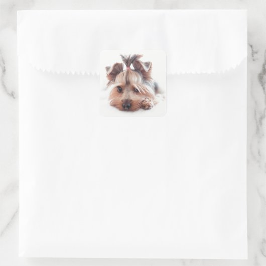 Yorkie Dog Square Stickers (Tasche)