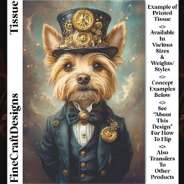 Yorkie Dog, Steampunk Anzug & Top Hat CZ7 Decoupag Seidenpapier