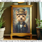 Yorkie Dog, Steampunk Anzug & Top Hat CZ7 Decoupag Seidenpapier