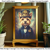Yorkie Dog, Steampunk Anzug Top Hat CZ7F Decoupage Seidenpapier
