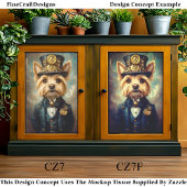 Yorkie Dog, Steampunk Anzug Top Hat CZ7F Decoupage Seidenpapier