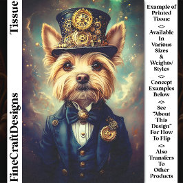 Yorkie Dog, Steampunk Anzug Top Hat CZ7F Decoupage Seidenpapier