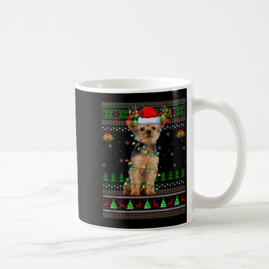 Yorkie Dog Ugly Christmas Sweaters Holiday Santa X Kaffeetasse (Rechts)