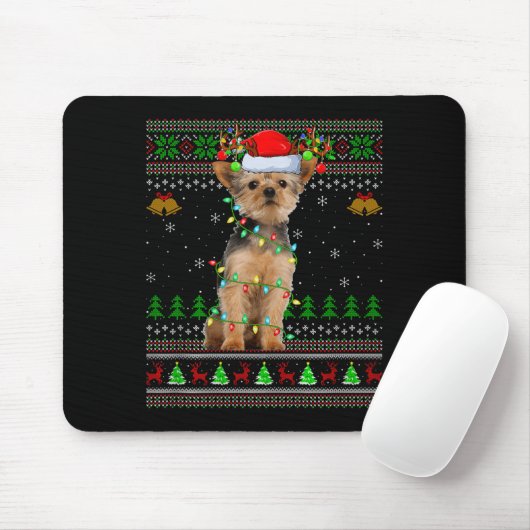 Yorkie Dog Ugly Christmas Sweaters Holiday Santa X Mousepad (Mit Mouse)