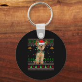 Yorkie Dog Ugly Christmas Sweaters Holiday Santa X Schlüsselanhänger (Vorderseite)