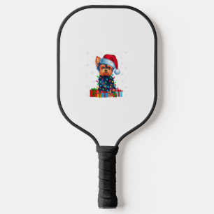 Yorkie Dog Ugly Xmas Lights Weihnachtsmannmütze Yo Pickleball Schläger
