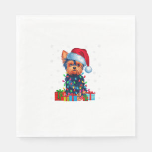 Yorkie Dog Ugly Xmas Lights Weihnachtsmannmütze Yo Serviette