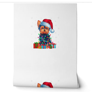 Yorkie Dog Ugly Xmas Lights Weihnachtsmannmütze Yo Tapete
