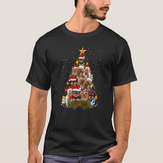 Yorkie Dogs Tree Christmas Sweater Xmas Pet Animal T-Shirt (Vorderseite)