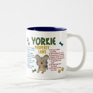Yorkie Eigentums-Gesetze 4 Zweifarbige Tasse