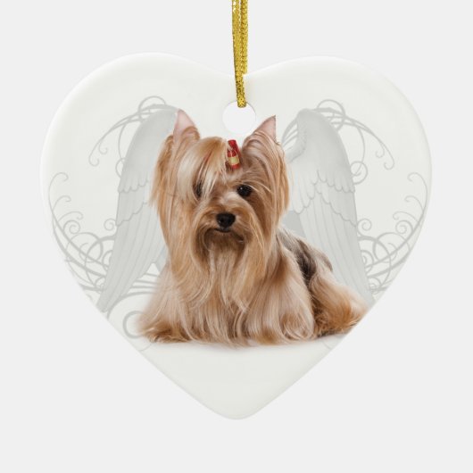 Yorkie Engel Keramik Ornament (Vorne)