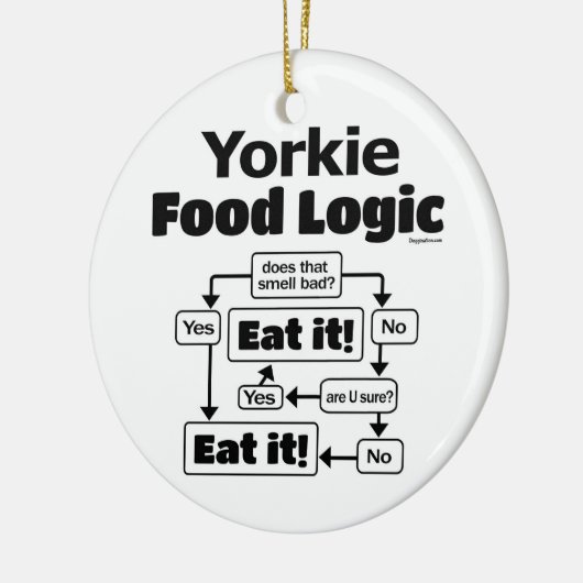 Yorkie Food Logic Keramik Ornament (Links)