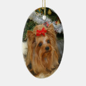 Yorkie Foto-Weihnachtsverzierung Keramikornament (Rechts)
