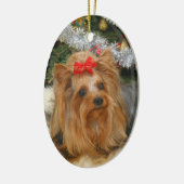 Yorkie Foto-Weihnachtsverzierung Keramikornament (Links)