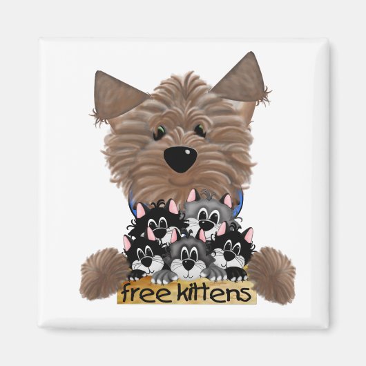Yorkie free Kittens Magnet (Vorne)