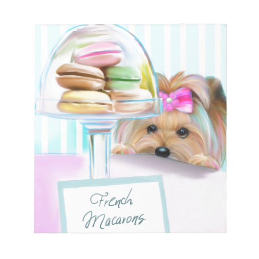 Yorkie French Macarons Notizblock (Vorderseite)