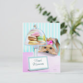 Yorkie French Macarons Postkarte (Stehend Vorderseite)