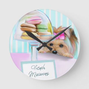 Yorkie French Macarons Runde Wanduhr