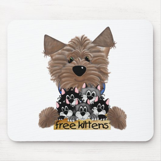 Yorkie geben Kätzchen frei Mousepad (Vorne)