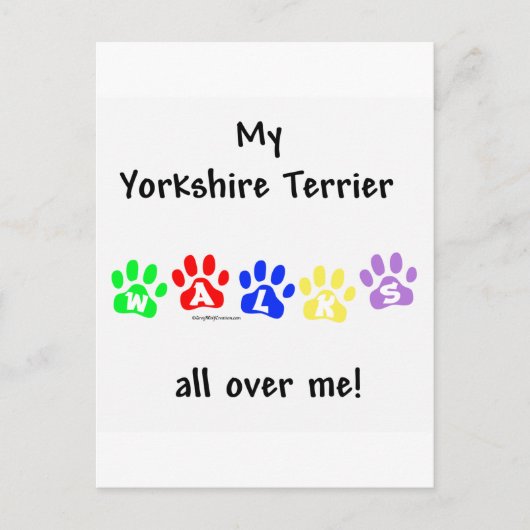 Yorkie geht überall postkarte (Vorderseite)