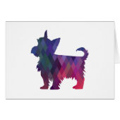 Yorkie Geometric Pattern Silhouette Lila Card (Vorderseite (Horizontal))