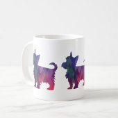 Yorkie Geometric Pattern Silhouette Lila Kaffeetasse (Vorderseite Links)